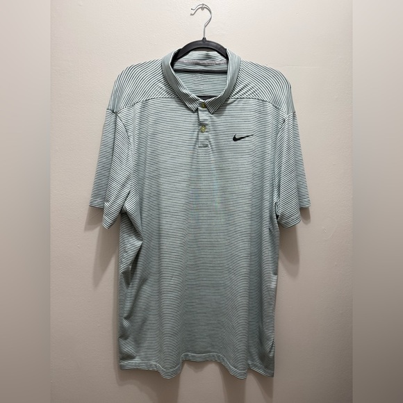 NIKE TIGER WOODS TW LIGHT GREEN BLUE STRIPE GOLF POLO SHIRT XL - Picture 1 of 7